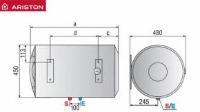 PRO1 R 80 Horizontalni bojler DIMENZIJE  » Kliknite za uvecanje ->