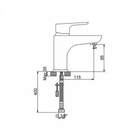 BATERIJA ZA LAVABO, serija LOFT dimenzije  » Kliknite za uvecanje ->