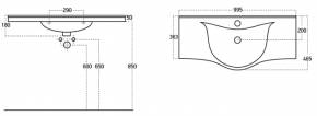 Nadgradni lavabo SANOVIT ALBATROS 100cm - dimenzije  » Kliknite za uvecanje ->