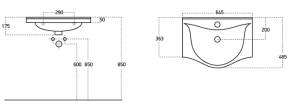 Nadgradni lavabo SANOVIT ALBATROS 65cm - dimenzije  » Kliknite za uvecanje ->