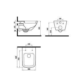 Konzolna šolja LIFE RIMLESS - dimenzije  » Kliknite za uvecanje ->