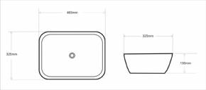 Nadgradni lavabo SMILE SIVI MAT - DIMENZIJE  » Kliknite za uvecanje ->