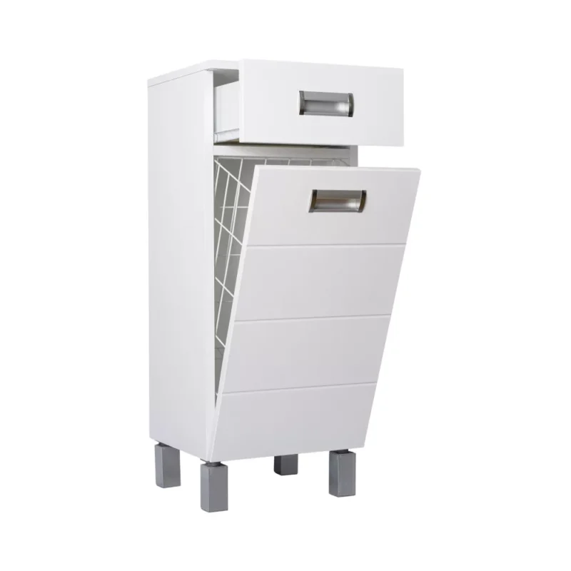 Poluvertikala ormarić za kupatilo S sa jednom fiokom i korpom za veš