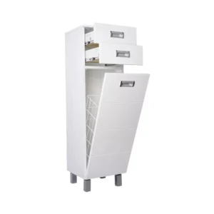 Poluvertikala ormarić za kupatilo sa dve fioke i korpom za veš S