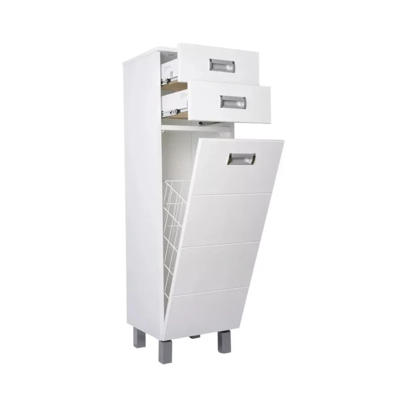 Poluvertikala ormarić za kupatilo sa dve fioke i korpom za veš S