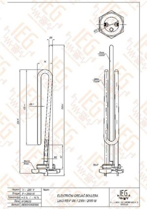 Grejač za bojler 5/4 2000W 13EGB033