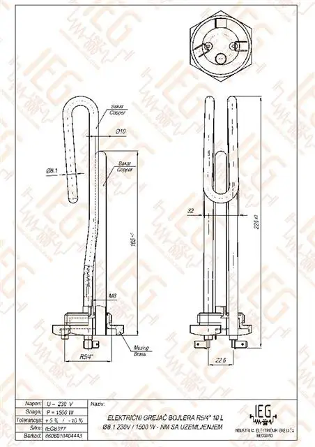 Grejač za bojler 5/4 za 10 Litara NM 13B077