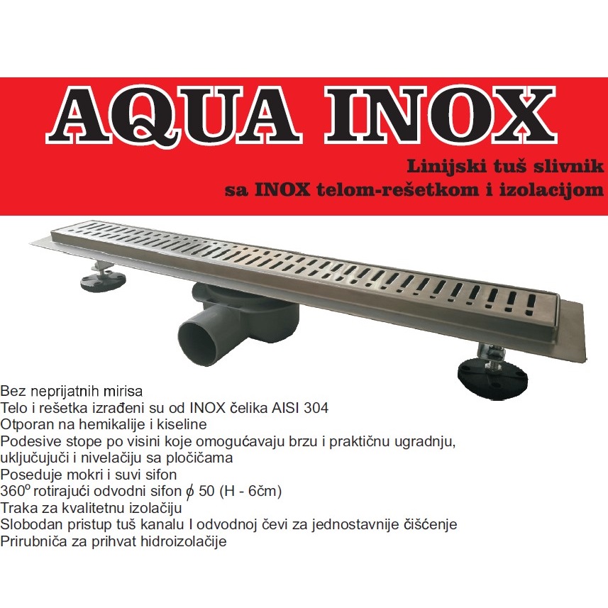 Kanalska-resetka-Aqua-Inox-S-line Tuš kanalna rešetka (slivnik) Aqua Inox V-line 60cm - Slika 1