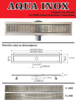 Tuš kanalna rešetka (slivnik) Aqua Inox V-line 60cm - Slika 2