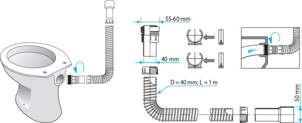 TEXO FLEKSIBILNA WC VEZA 1,8 m S00017