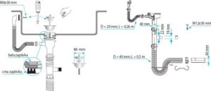 TEXO FLEKSIBILNI SIFON ZASUDOPERU 1/1 FI90 sa prelivom I priključkom S11408