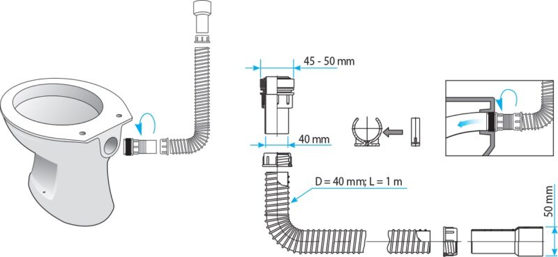 V&G FLEKSIBILNA WC VEZA L=1.5 m S03010