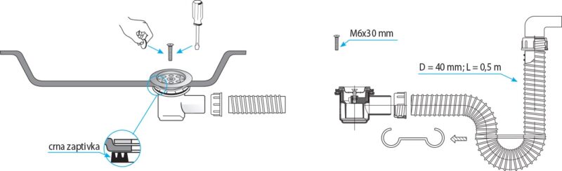 V&G FLEKSIBILNI NISKI SIFON TUŠ KADE S03039