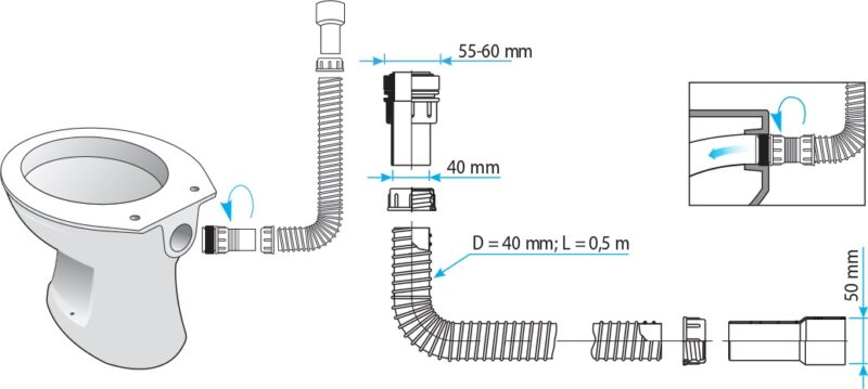 V&G FLEKSIBILNI veza za NM novi tip L=0.5m sa štelujućom manžetnom S03008